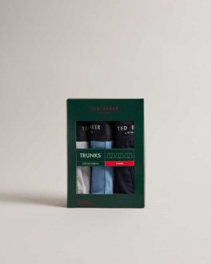 Assorted Ted Baker Erikk Three Pack Of Assorted Cotton Trunks | US0001216