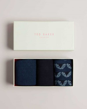 Assorted Ted Baker Navypak Three Pack of Socks | US0001913