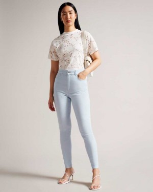 Baby Blue Ted Baker Sophaa Skinny Fit Sateen Jeans | US0000309