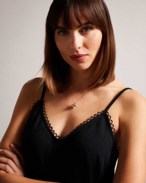 Black Ted Baker Andreno Strappy Cami With Looped Trims | US0001007