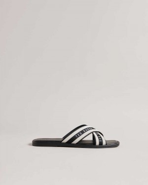 Black Ted Baker Ashika Webbing Strap Sandals | US0002132