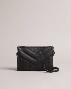 Black Ted Baker Ayasini Quilted Puffer Crossbody Bag | US0001251