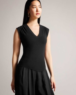 Black Ted Baker Brielll Fitted V Neck | US0000893