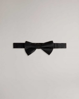 Black Ted Baker Brosney Ottoman Ribbed Silk Bow Tie | US0002002