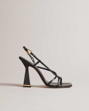 Black Ted Baker Cayena Strappy Geometric Heeled Sandals | US0002118