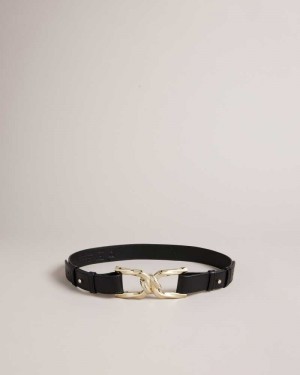 Black Ted Baker Chelt Twisted Buckle Belt | US0001651