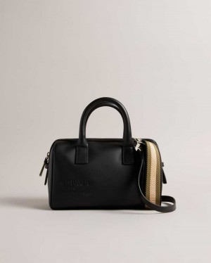 Black Ted Baker Daralia Branded Webbing Shoulder Bag | US0001371