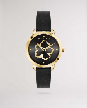 Black Ted Baker Devas Magnolia Watch With Vegan Leather Strap | US0002044