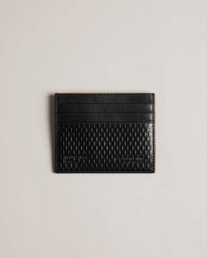 Black Ted Baker Dirk Textured Leather Card Holder Cardholders | US0001399