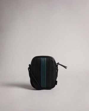 Black Ted Baker Evver Striped PU Flight Bag | US0001351