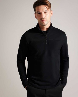 Black Ted Baker Gazine Long Sleeve Half Zip Pullover | US0000395