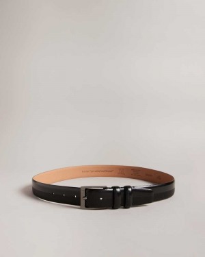 Black Ted Baker Harvii Etched Leather Belt | US0001623