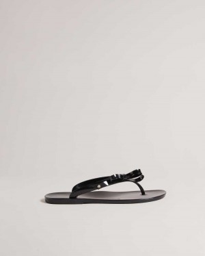 Black Ted Baker Jassey Bow Flip Flops | US0000821