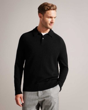 Black Ted Baker Karolt Cashmere Polo Neck Jumper | US0000377