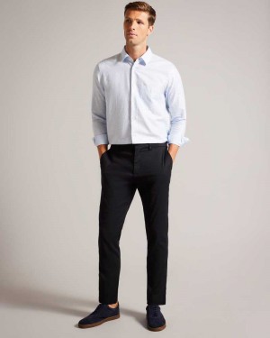 Black Ted Baker Kimmel Linen Blend Elasticated Trousers | US0001098