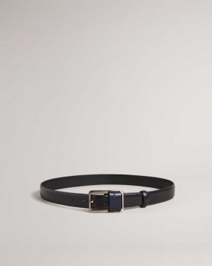 Black Ted Baker Koen Centre Bar Buckle Belt | US0001637