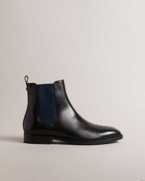 Black Ted Baker Lineus Patterned Elastic Chelsea Boots | US0002079