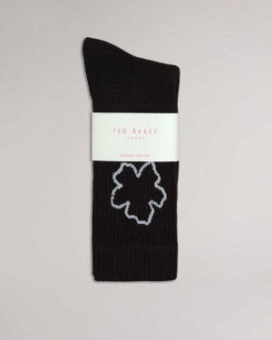 Black Ted Baker Magsok Sports Socks With Magnolia | US0001920