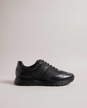 Black Ted Baker Marckus Leather Light Sole Sneakers | US0002179