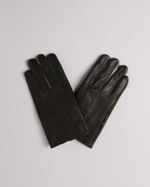 Black Ted Baker Parmed Leather Gloves | US0001681