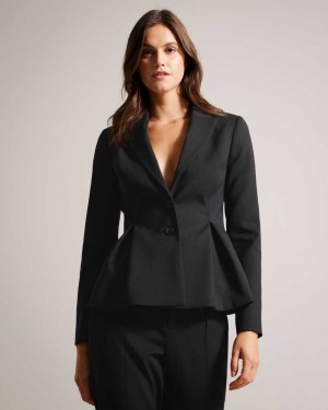 Black Ted Baker Philiya Peplum Waist Suit Jacket Jackets | US0000289