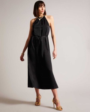 Black Ted Baker Roxieyy Halterneck Midaxi Dresses | US0000124