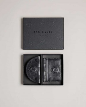 Black Ted Baker Sharet Leather Check Key And Card Holder Cardholders | US0001394