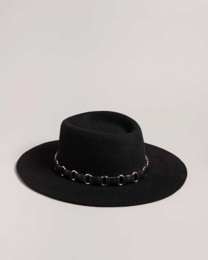 Black Ted Baker Shonahh Wool Fedora Hats | US0001722