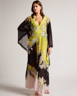 Black Ted Baker Sopheya Lemon Print Maxi Cover Up | US0000838