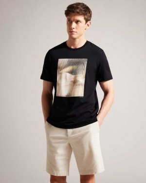 Black Ted Baker Species Short Sleeve Abstract Graphic T-Shirt | US0000867