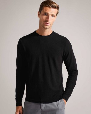 Black Ted Baker Staylay Textured crew neck jumper | US0000385