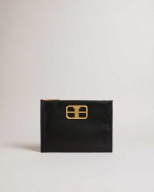 Black Ted Baker Tikila Statement Hardware Clutch | US0001268