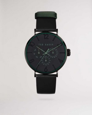 Black Ted Baker Timene Black Smooth Leather Strap Watch | US0001949