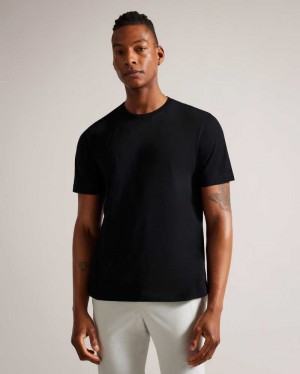 Black Ted Baker Tywinn Short Sleeve Regular Fit Plain T-shirt | US0000873