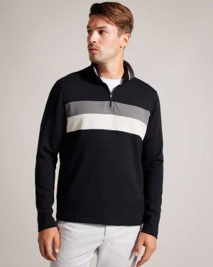 Black Ted Baker Veller Long Sleeve Half Zip Jumper | US0000350