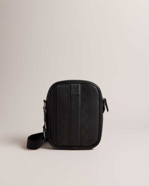 Black Ted Baker Waydon House Check PU Flight Bag | US0001336