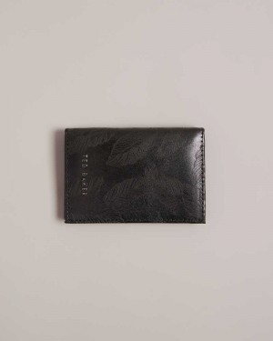 Black Ted Baker Wincard Laser Etched Leaf Card Holder Cardholders | US0001404