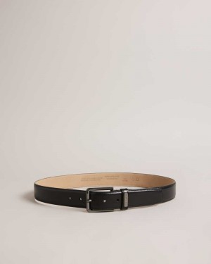 Black Ted Baker Wizerd Leather Belt With Branded Keeper | US0001632