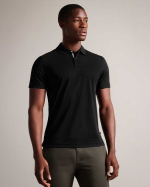 Black Ted Baker Zeiter Short Sleeve Slim Fit Polo Shirt | US0000523