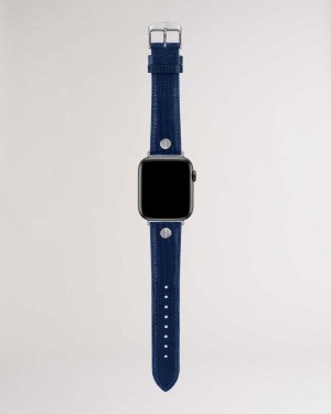 Blue Ted Baker Alca Blue Leather Apple Watch Strap | US0001963