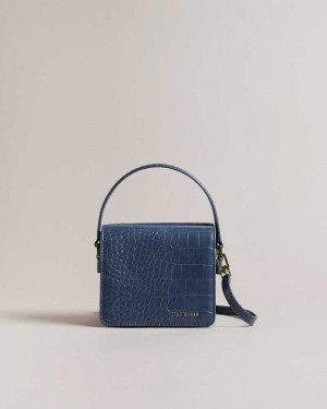 Blue Ted Baker Ell Imitation Croc Mini Crossbody Bag | US0001355