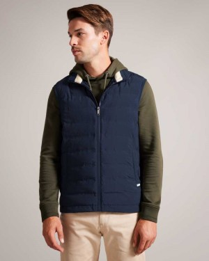 Blue Ted Baker Newwark Padded Funnel Neck Gilet Jackets | US0000285