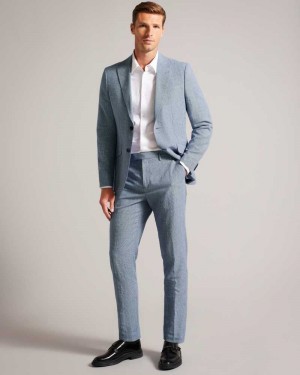 Blue Ted Baker Scopet Slim Puppytooth Trousers | US0000727