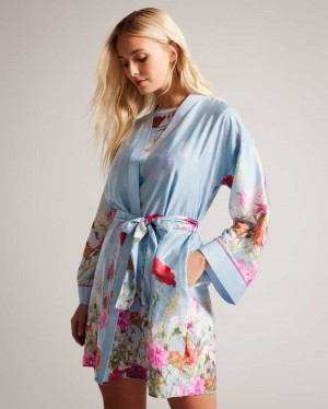 Blue Ted Baker Sofhay Floral Satin Robe | US0000439