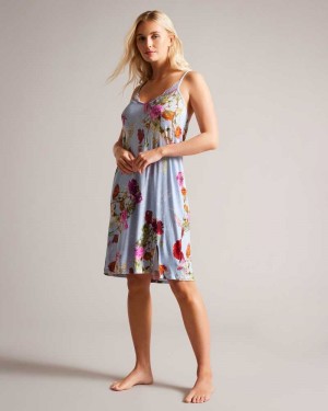 Blue Ted Baker Stepfy Midi Floral Slip | US0000433