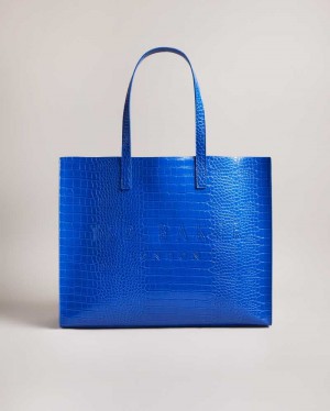 Bright Blue Ted Baker Allicon Mock Croc Icon Tote Bag | US0001517