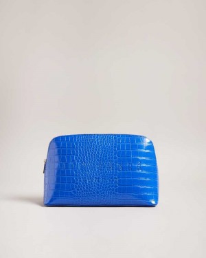 Bright Blue Ted Baker Crocana Croc Detail Debossed Washbag | US0001577