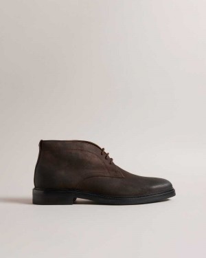 Brown Chocolate Ted Baker Anddrew Polished Suede Chukka Boots | US0002077