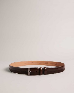 Brown Chocolate Ted Baker Harvii Etched Leather Belt | US0001602