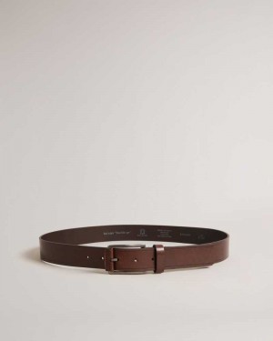 Brown Chocolate Ted Baker Linded Embossed Leather Belt | US0001627